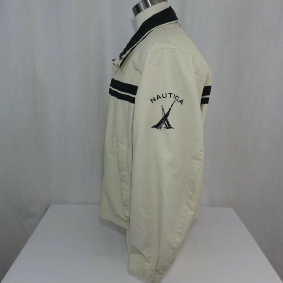 Vintage 90s Nautica XL Beige Navy Blue Jacket - Picture 7 of 8